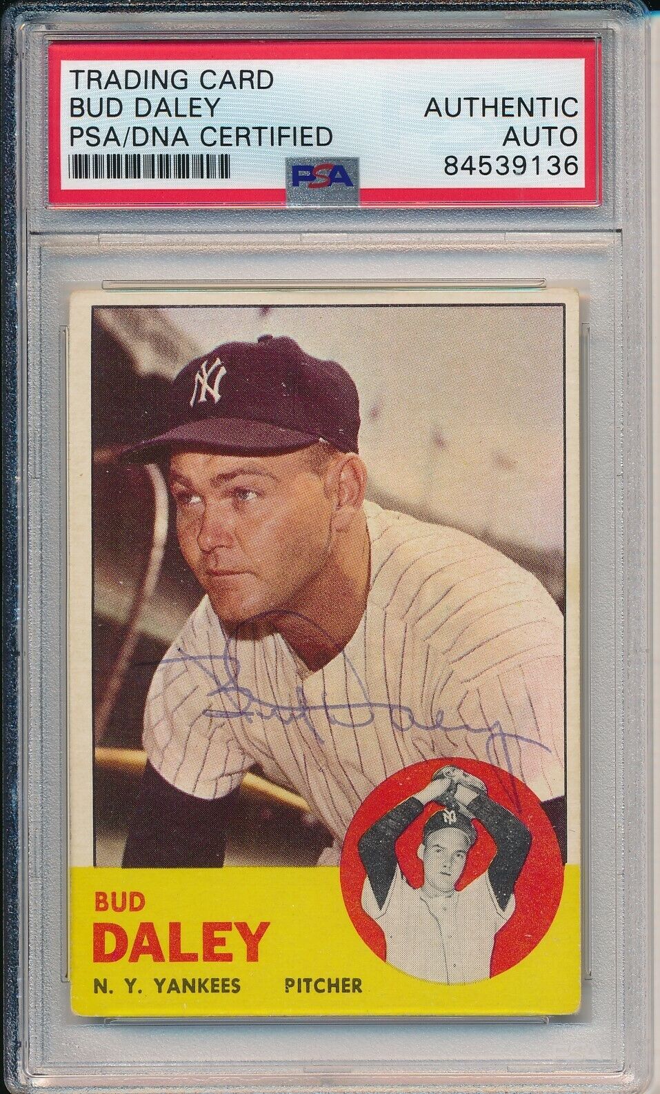 Bud Daley Yankees Signed/Autographed 1963 TOPPS Card #38 PSA/DNA 166701