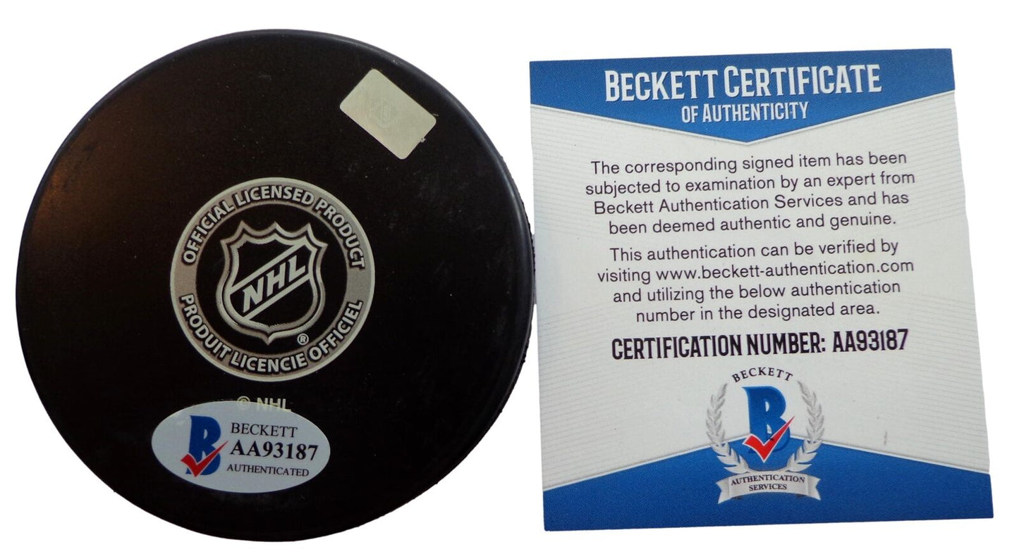 Andy Hebenton Autographed Boston Bruins Hockey Puck Beckett 181044