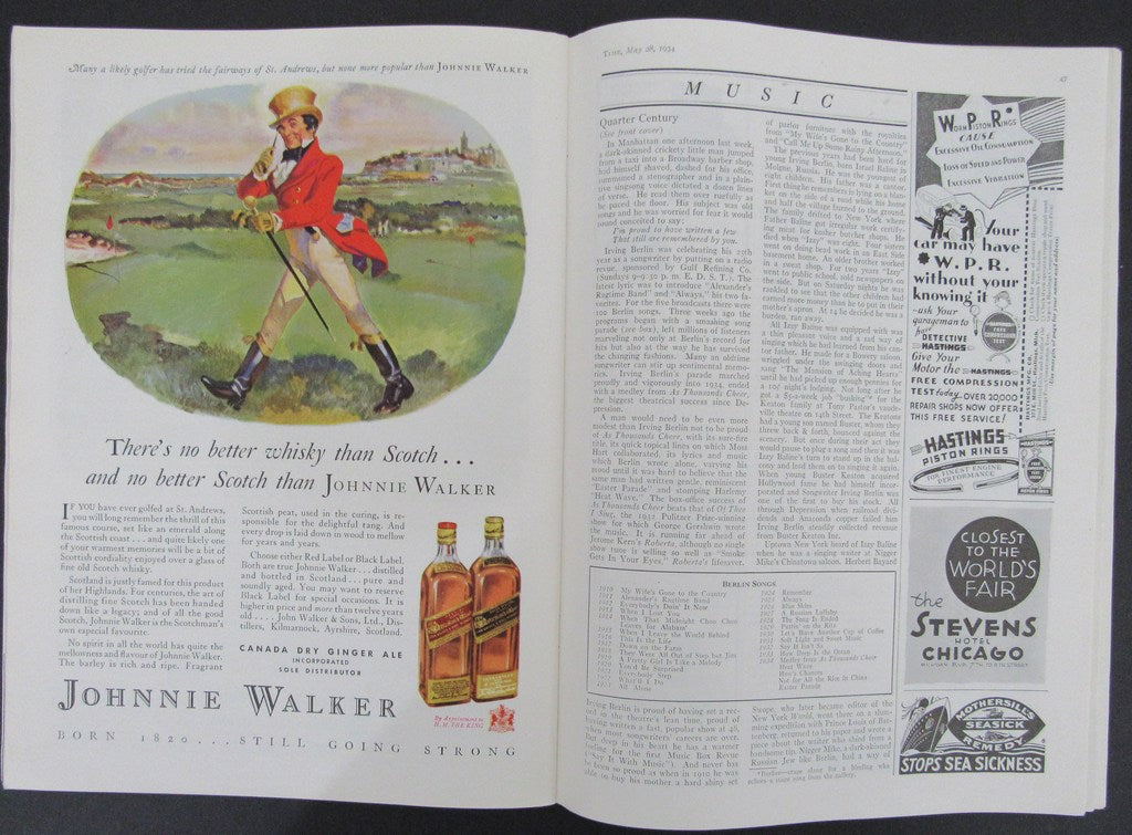 Time Magazine Vol XXIII No 22 May 28, 1934 Irving Berlin 183248