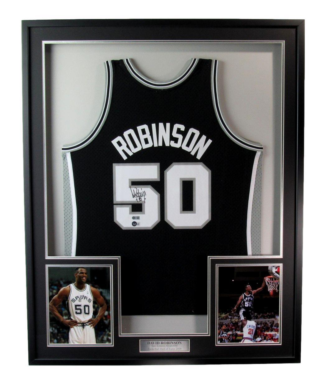 David Robinson HOF Autographed Jersey San Antonio Spurs Framed Beckett 177267