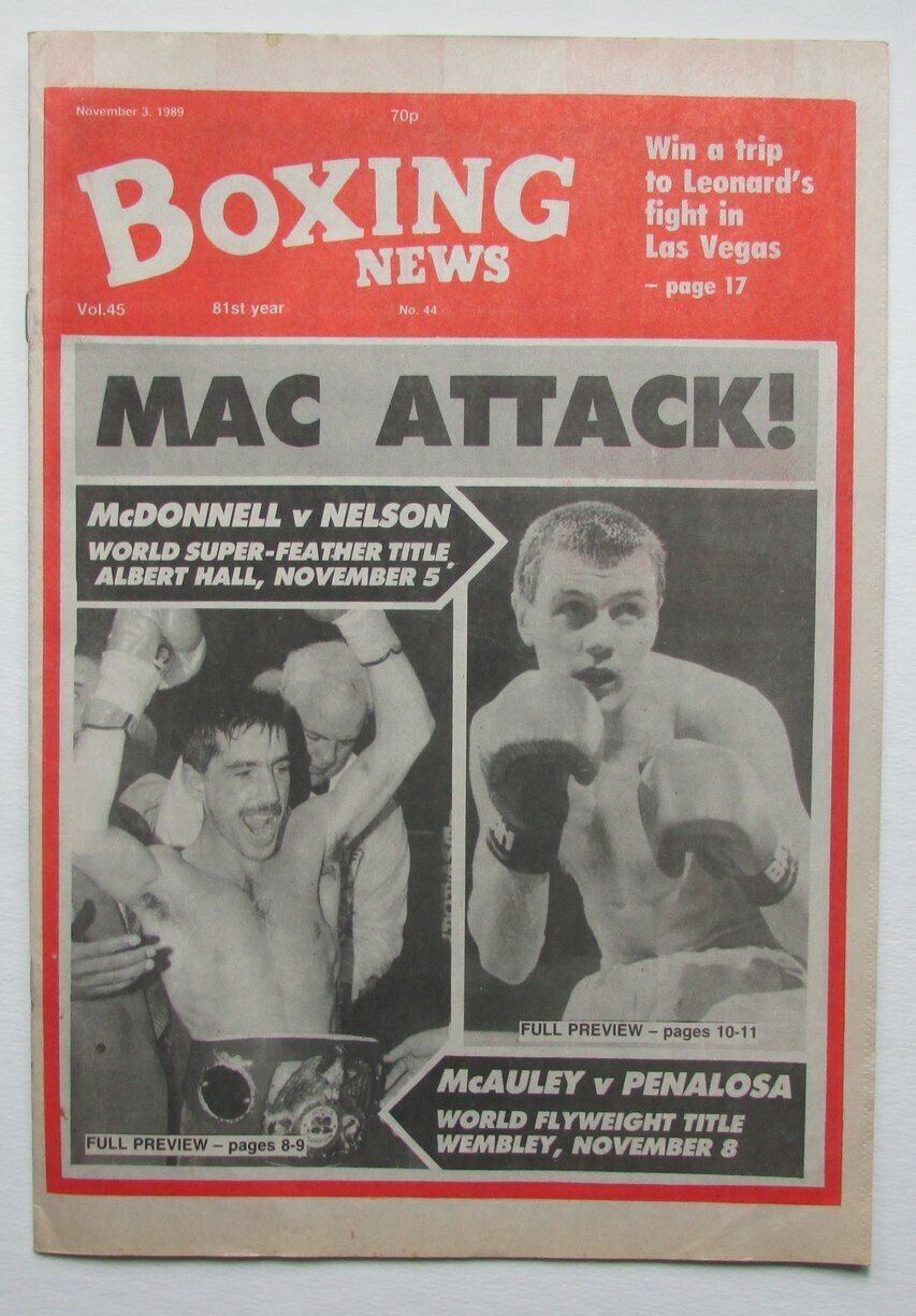 November 3, 1989 Boxing News Magazine McDonnell/Nelson McAuley/Penalosa