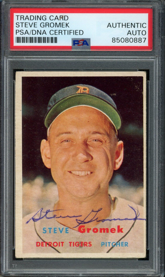 Steve Gromek Signed 1957 Topps Trading Card #258 Detroit Tigers PSA/DNA 183598