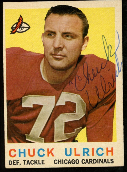 1959 TOPPS Football Card #57 Signed/Auto Chuck Ulrich Chicago Cardinals