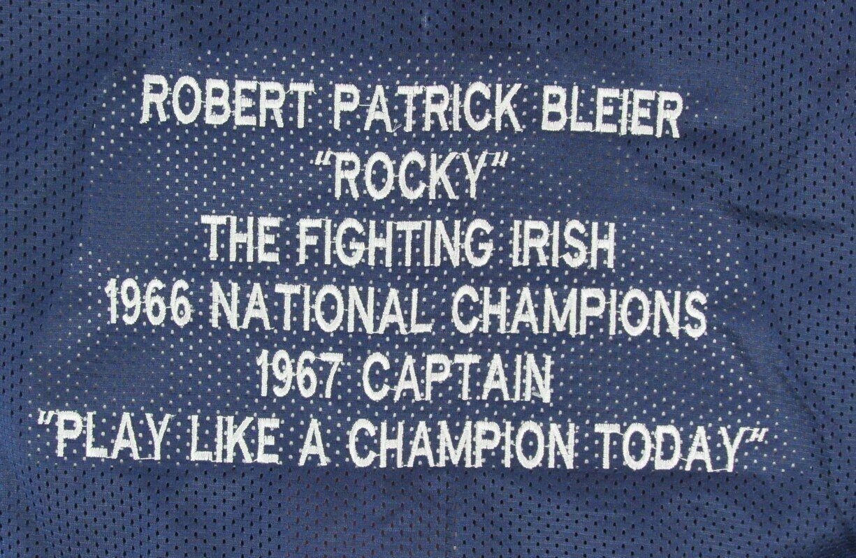 Rocky Bleier Autographed Custom Football Jersey with Stats Notre Dame JSA