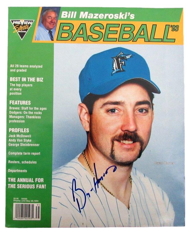 Bryan Harvey Marlins Signed 1993 Bill Mazeroski's Baseball Magazine 185013