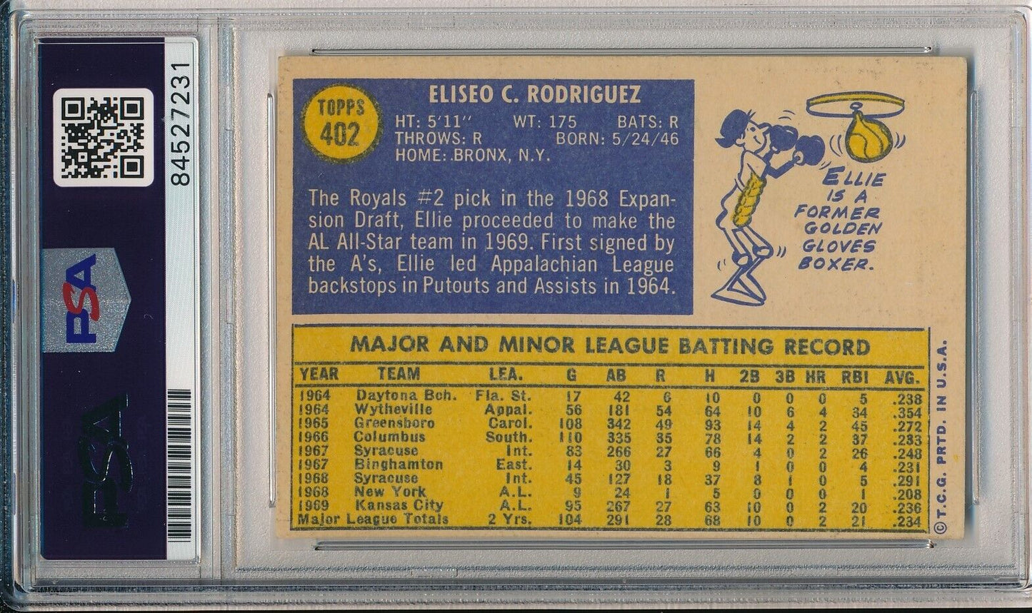 Ellie Rodriguez Royals Signed/Autographed 1970 TOPPS Card #402 PSA/DNA 166614