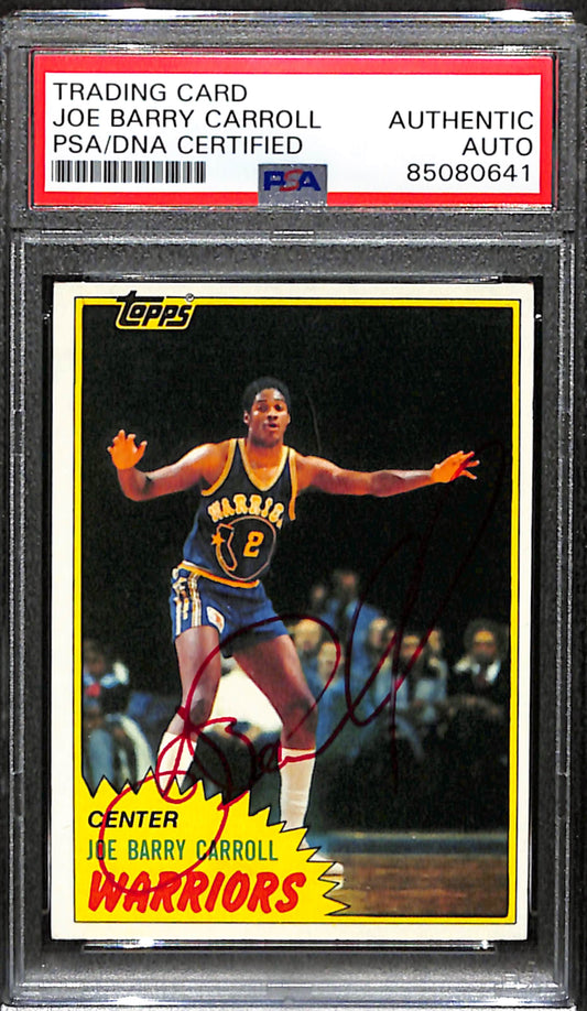 Joe Barry Carroll Signed 1981 Topps Card #71 Warriors PSA/DNA 185087