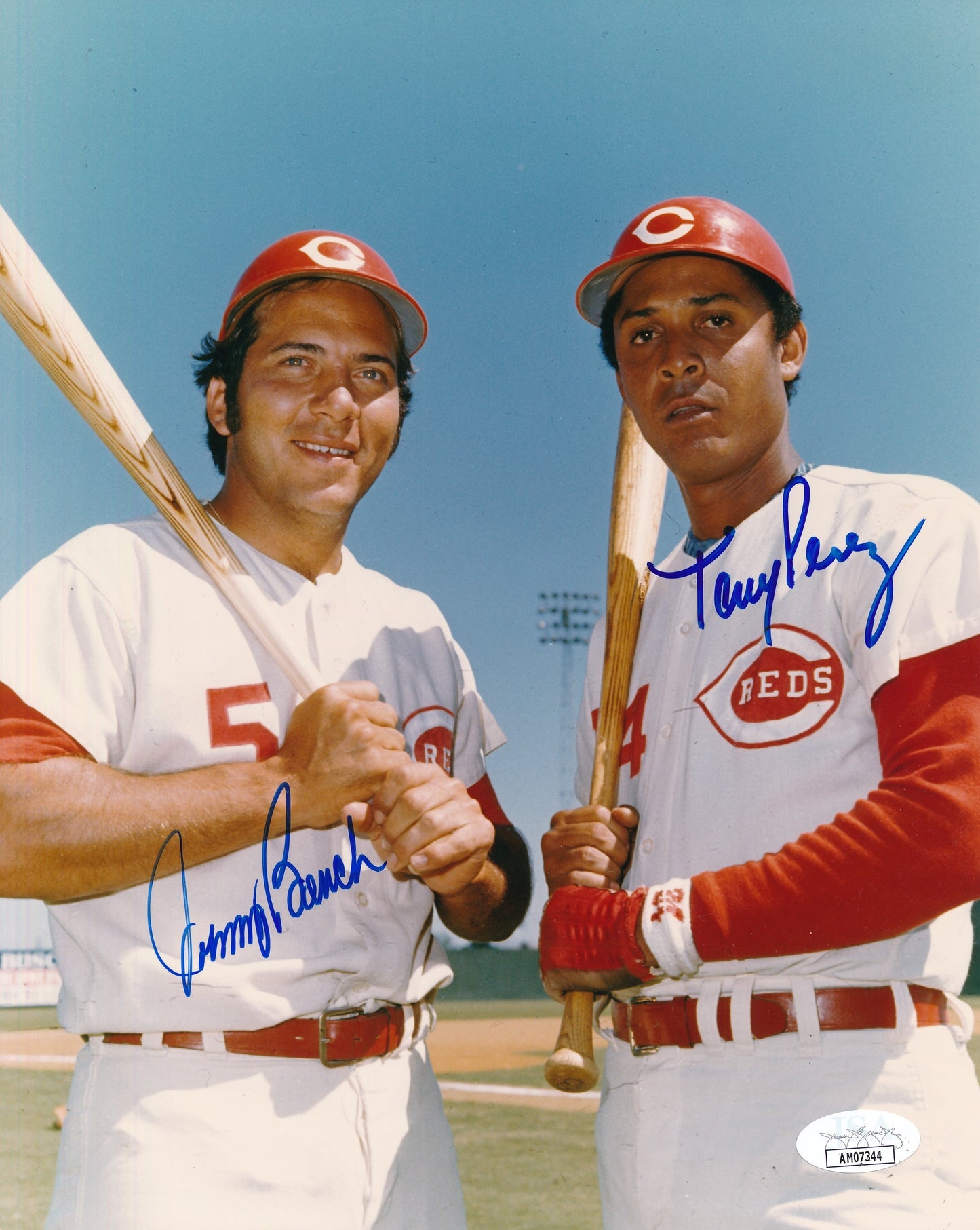 Johnny Bench/Tony Perez Dual-Autographed 8x10 Photo Cincinnati Reds JSA 183215