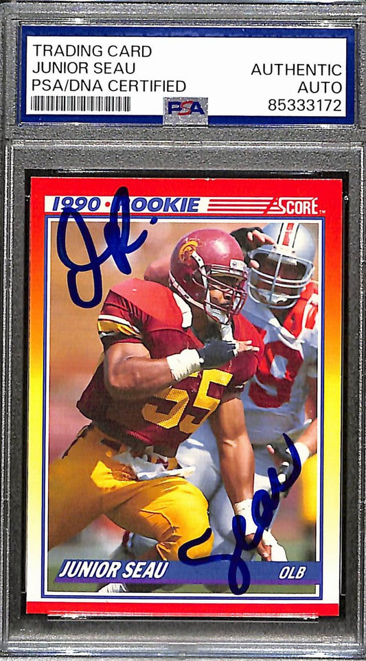 Junior Seau HOF Signed/Auto 1990 Score Rookie Card #302 Chargers PSA/DNA 187972