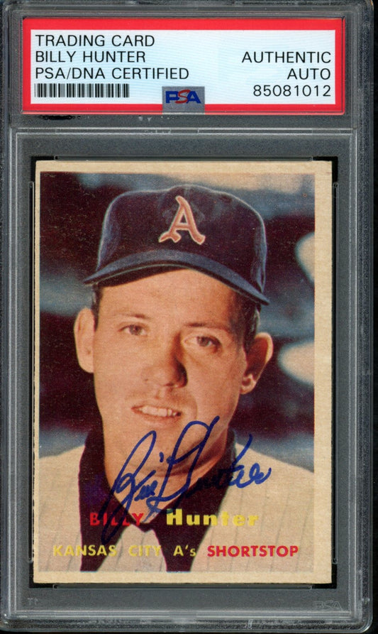 Billy Hunter Signed 1957 Topps Card #207 Kansas City A's PSA/DNA 184198