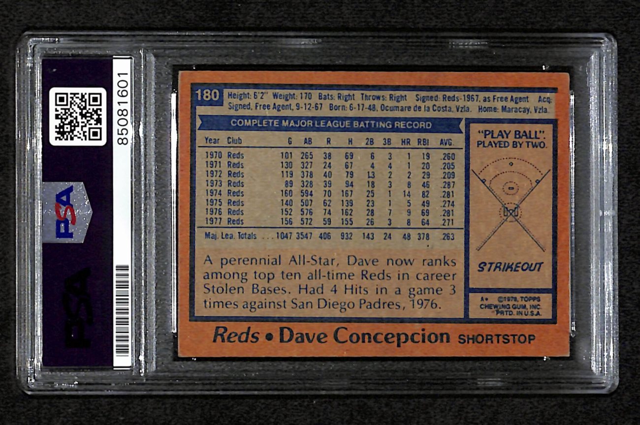 Dave Concepcion Signed 1978 Topps Card #80 Cincinnati Reds PSA/DNA 184591