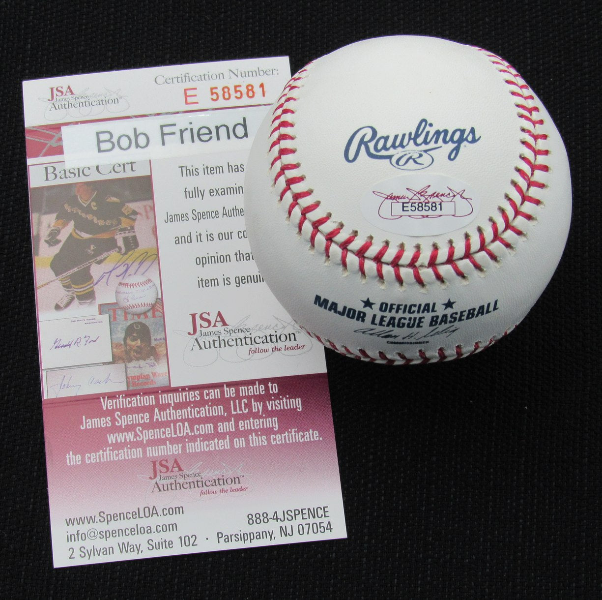 Bob Friend Signed/Auto Yankees 100th OML Baseball JSA Inscr 186676