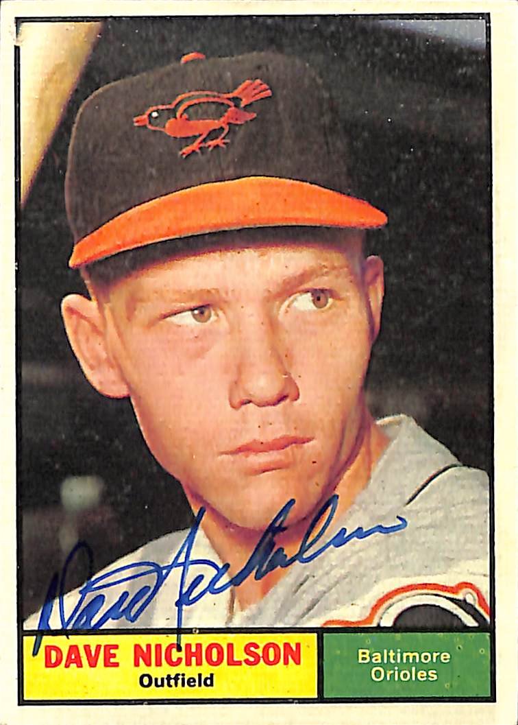 Dave Nicholson Baltimore Orioles Signed/Auto 1961 TOPPS Card #182 189506