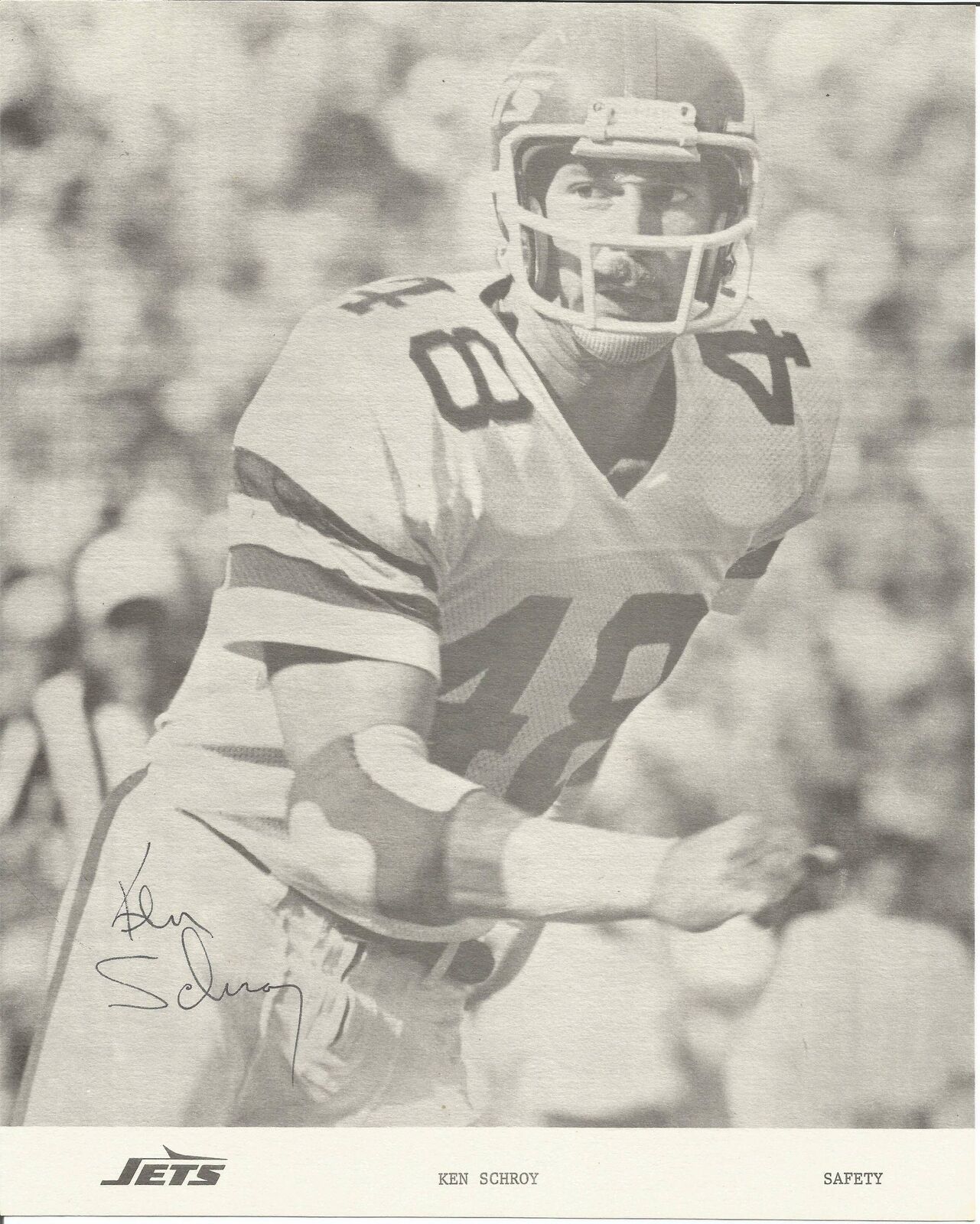 Ken Schroy New York Jets Signed/Autographed 8x10 B/W Photo 150069