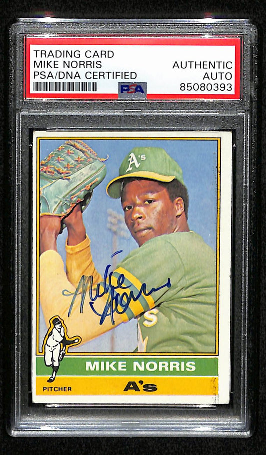 Mike Norris Signed 1976 Topps Card #653 Oakland A's PSA/DNA 184424