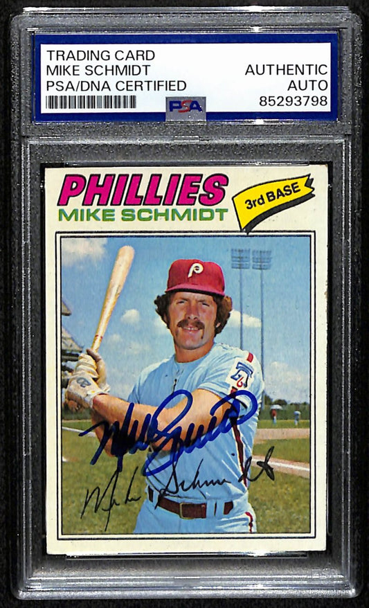 Mike Schmidt HOF Signed/Autographed 1977 Topps Card #140 Phillies PSA/DNA 190646