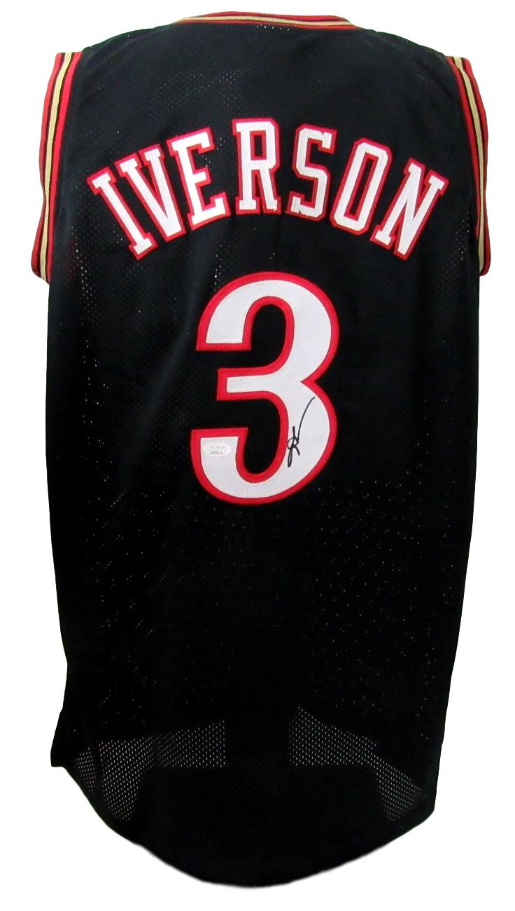 Allen Iverson Signed/Autographed  76ers Black Custom Jersey JSA 147617