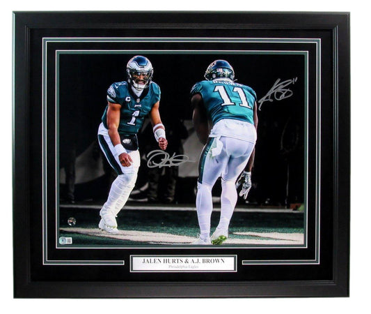 Jalen Hurts/A.J. Brown Dual-Signed 16x20 Photo Eagles Framed Beckett 184698