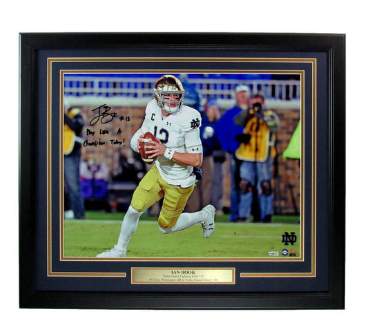 Ian Book Autographed/Inscribed 16x20 Photo Notre Dame Framed Fanatics