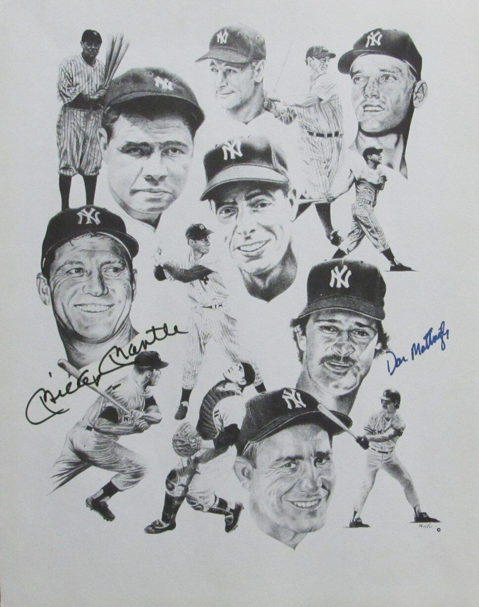 Mickey Mantle/Don Mattingly Yankees Dual-Signed 11x14 Lithograph Beckett 165859