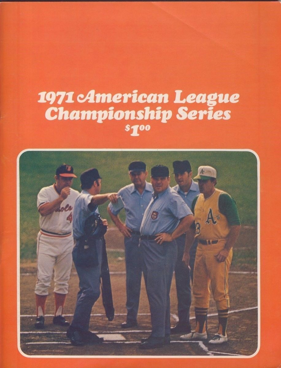 1971 ALCS Orioles V. A's Official Baseball Program Neatly Scored 128925