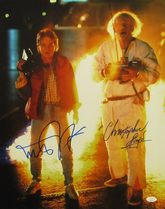 Michael J Fox/Christopher Lloyd Sign/Auto 16x20 Photo Back to the Future JSA 686