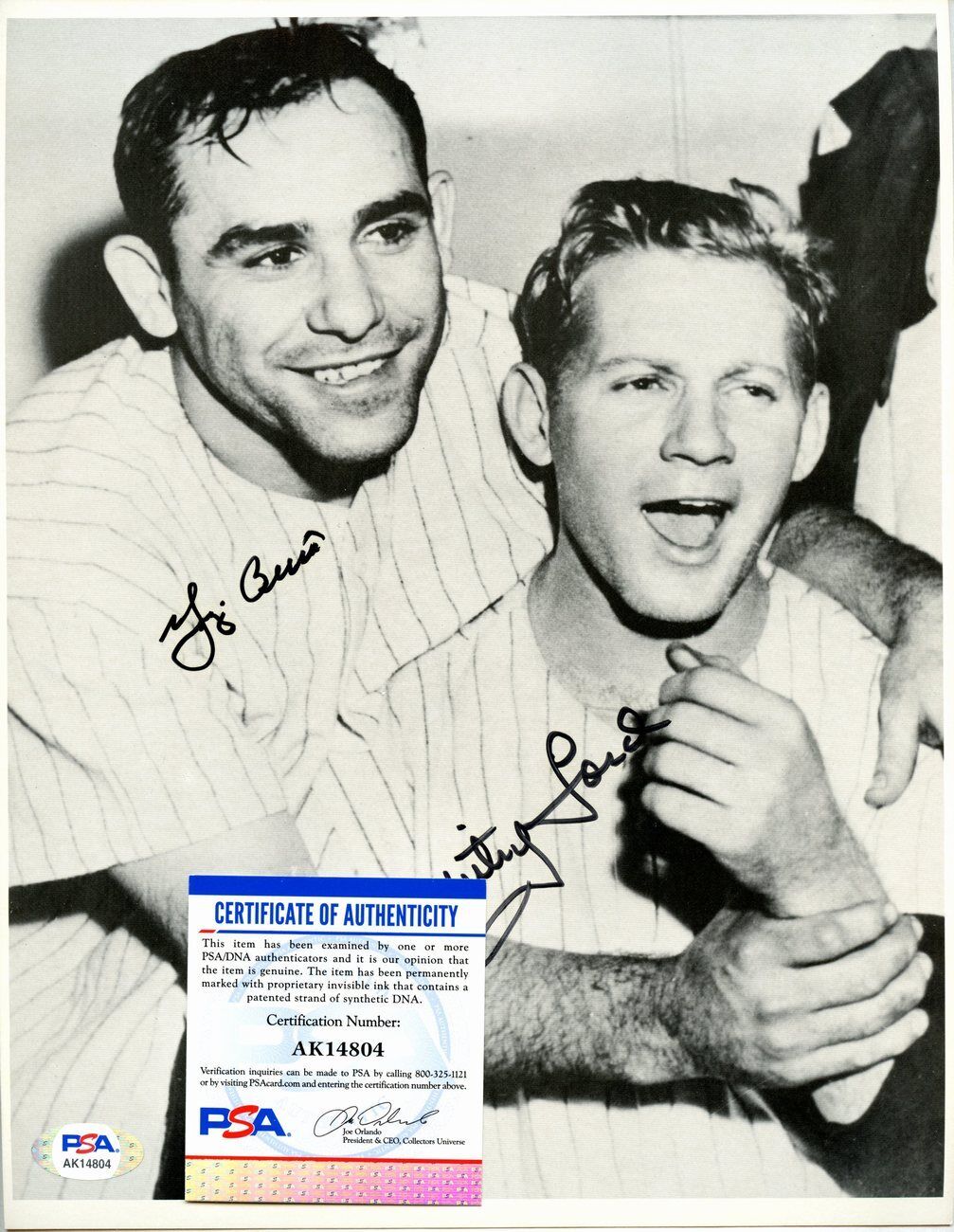 Yogi Berra/Whitey Ford Yankees Dual-Signed/Autograph 8x10  Photo PSA 166782