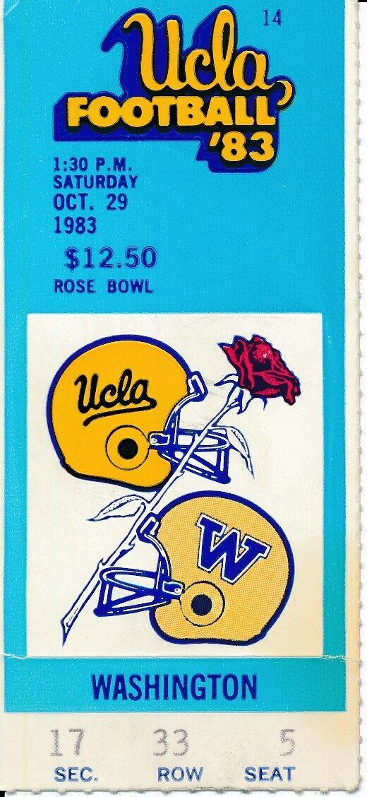 1983 UCLA Bruins vs. University of Washington Football Game Ticket Stub 148669