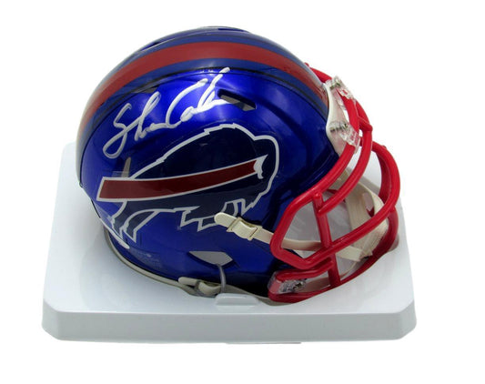 Shane Conlan Autographed Blue Mini FLASH Speed Football Helmet Buffalo Bills JSA