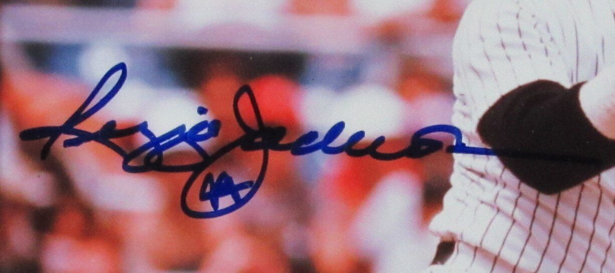 Reggie Jackson HOF Autographed 8x10 Photo W/ Stats New York Yankees Framed JSA