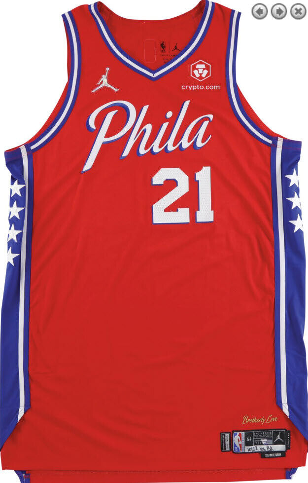 2021 Joel Embiid Philadelphia 76ers Game Worn/Used Red Statement Jersey 175679
