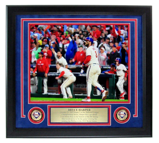Bryce Harper UNSIGNED 11x14 Photo NLCS HOME RUN Philadelphia Phillies Framed