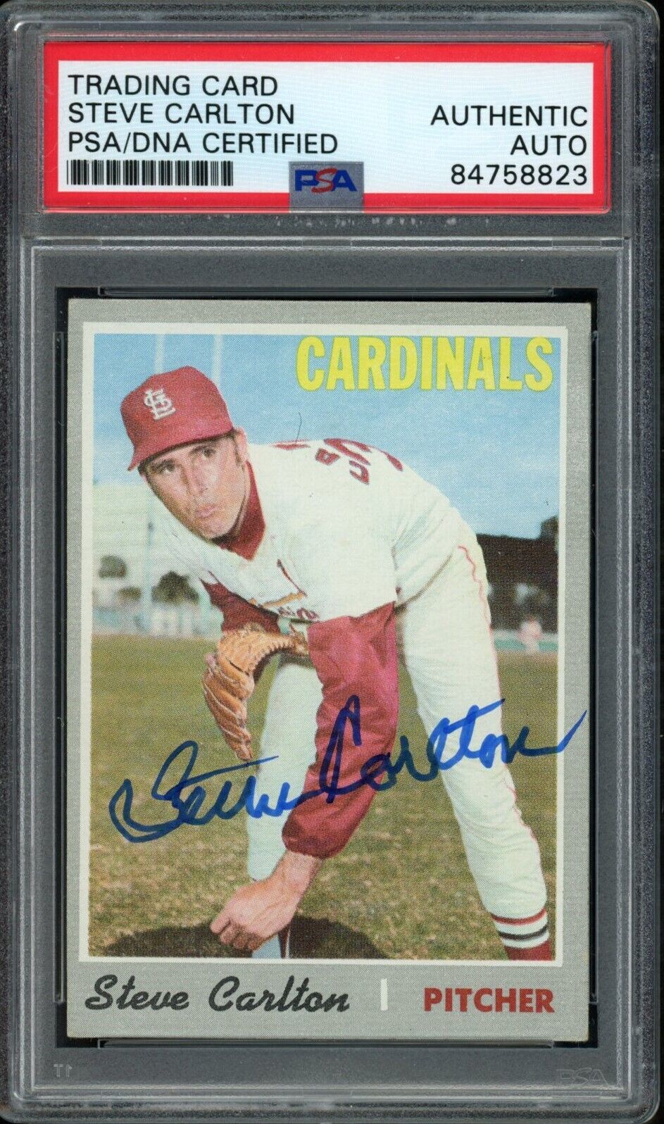 1970 TOPPS Steve Carlton HOF #220 Authentic Card Signed Cardinals PSA/DNA