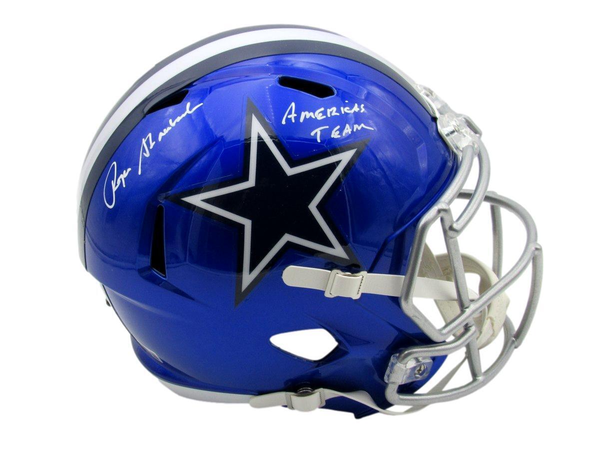 Roger Staubach HOF Autographed/Inscr Full Size Flash Replica Helmet Cowboys BAS