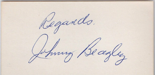 Johnny Beazley (d.1990) Cardinals/Braves Signed 3x5 Index Card 145576