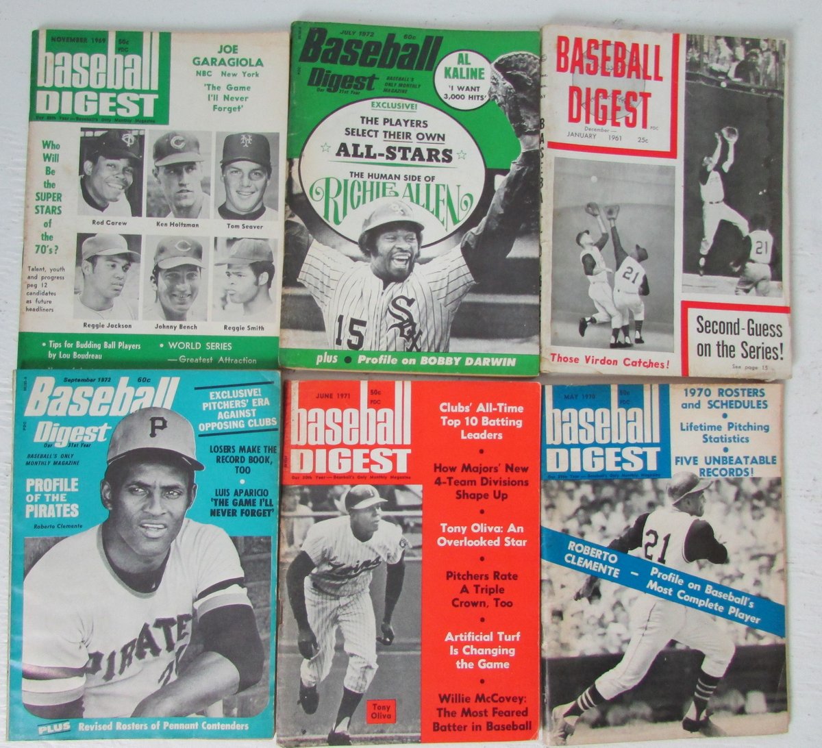 Lot of 36 Baseball Digest '60(5) '61(7)'62(3) '65-'67(4) '71(4) '72(8)  147003
