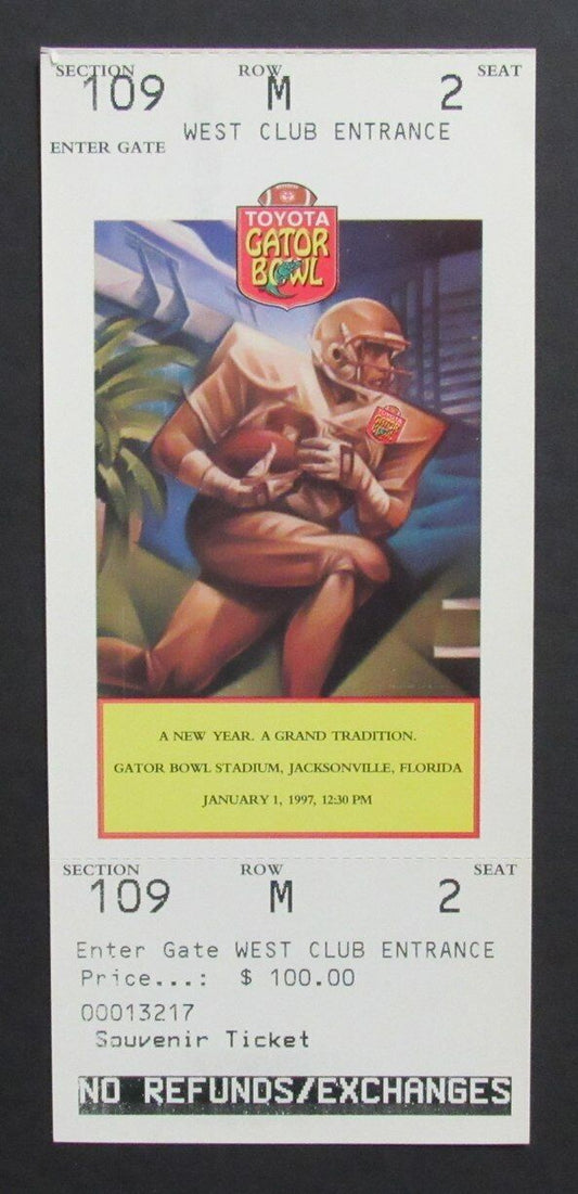 1997 Gator Bowl Football Game Full Ticket North Carolina vs. West Virginia