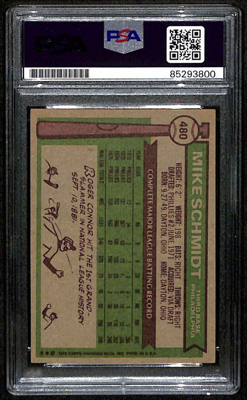 Mike Schmidt HOF Signed/Autographed 1976 Topps Card #480 Phillies PSA/DNA 190642