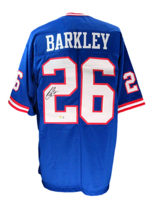 Saquon Barkley Signed/Auto Custom Blue Football Jersey NY Giants Beckett 190340