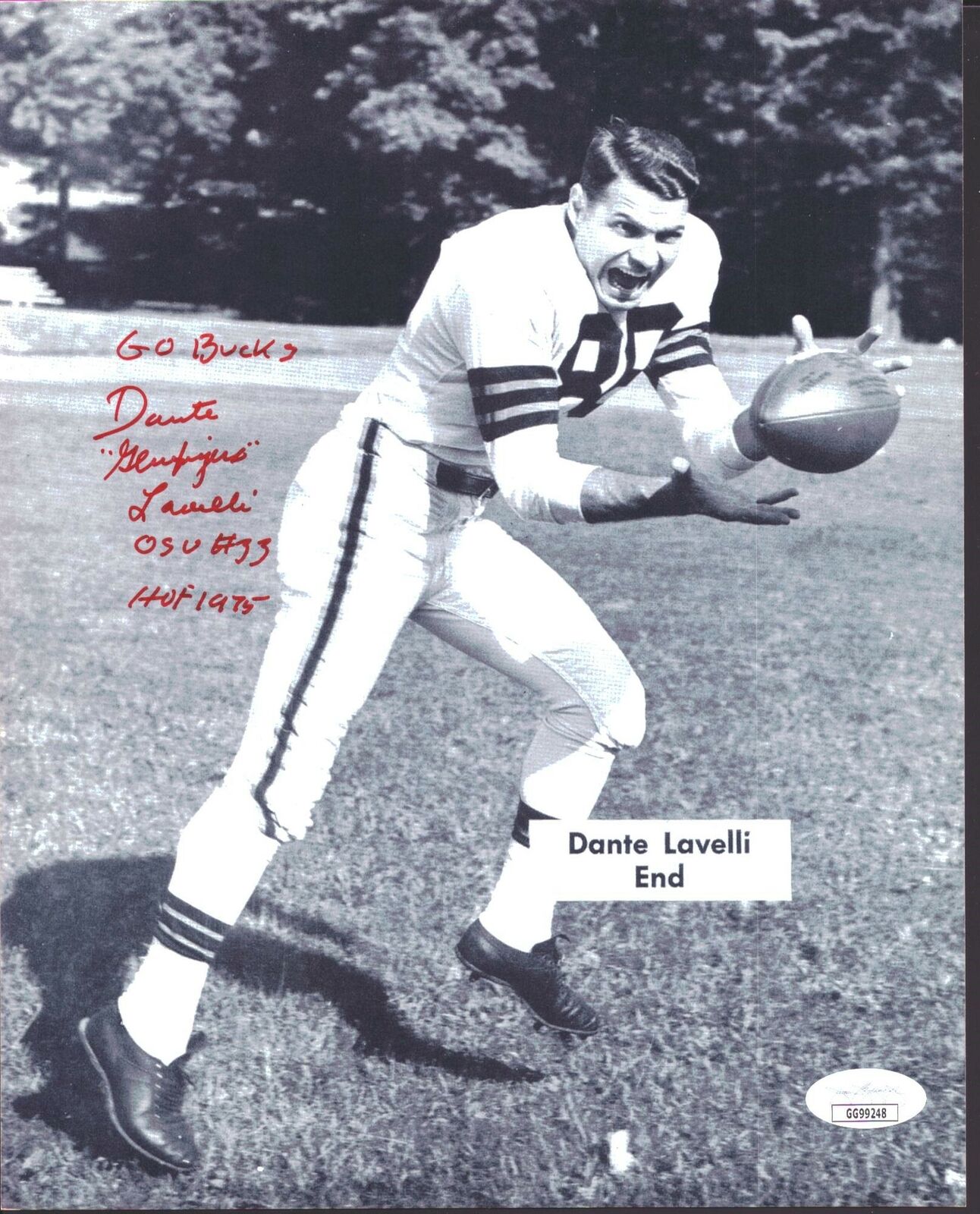 Dante Lavelli HOF Cleveland Browns Signed/Inscribed 8x10 B/W Photo JSA 151782