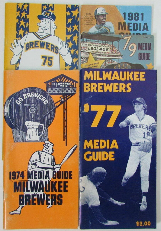 Lot of 5 Milwaukee Brewers Media/Press Guides 1974,75,77,79, and 81 155217