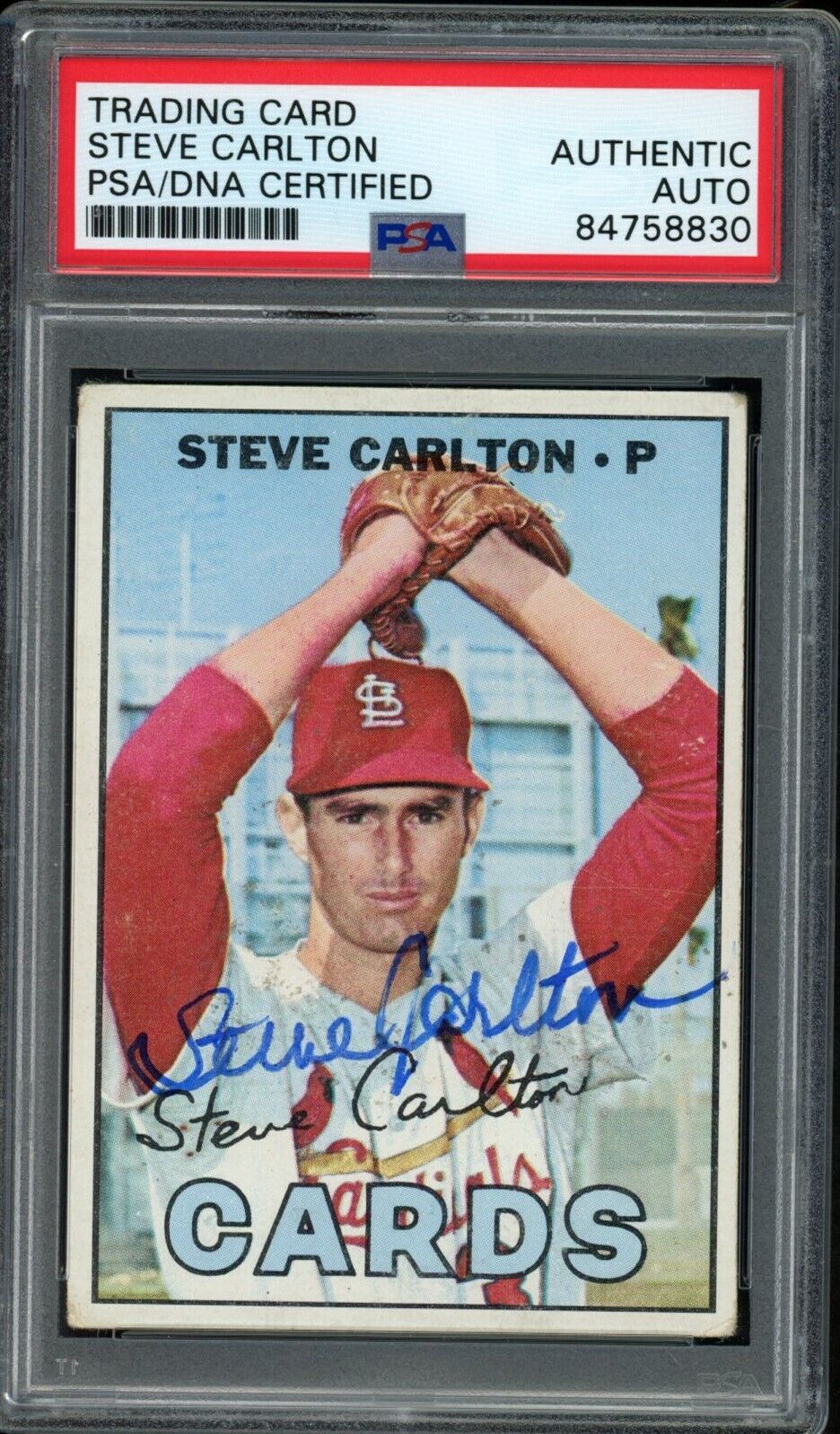 Steve Carlton HOF Signed/Auto 1967 Topps Card #146 Phillies PSA/DNA 175757