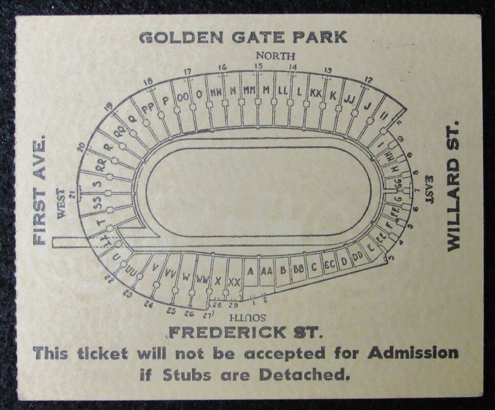 1951 East vs. West Shrine Game Ticket Stub Kezar Stadium San Francisco, CA