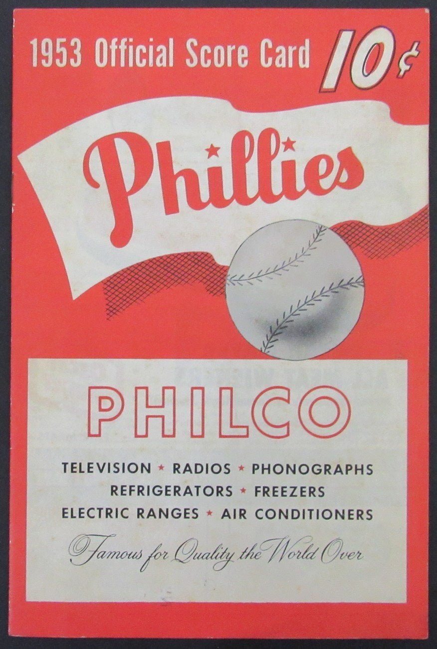 1953 Philadelphia Phillies vs Milwaukee Braves Program Score Card 178284