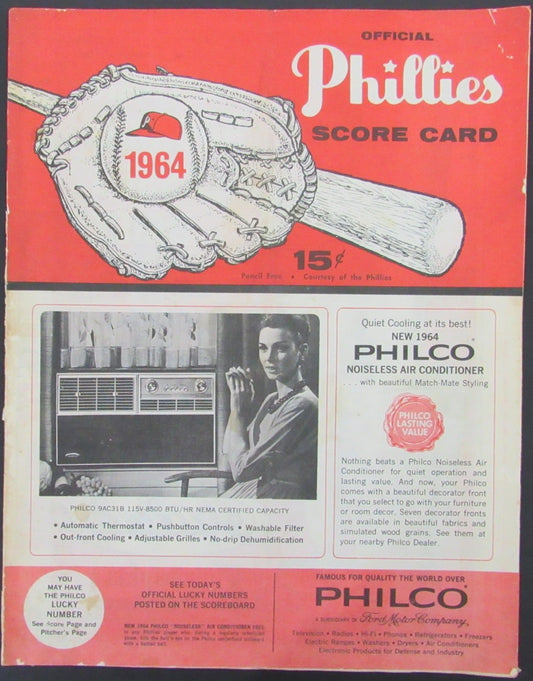 Vintage 1964 Philadelphia Phillies vs. Houston Astros Score Card 178288