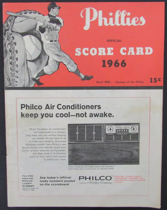 Vintage 1966 Philadelphia Phillies vs. Chicago Cubs Score Card 178291
