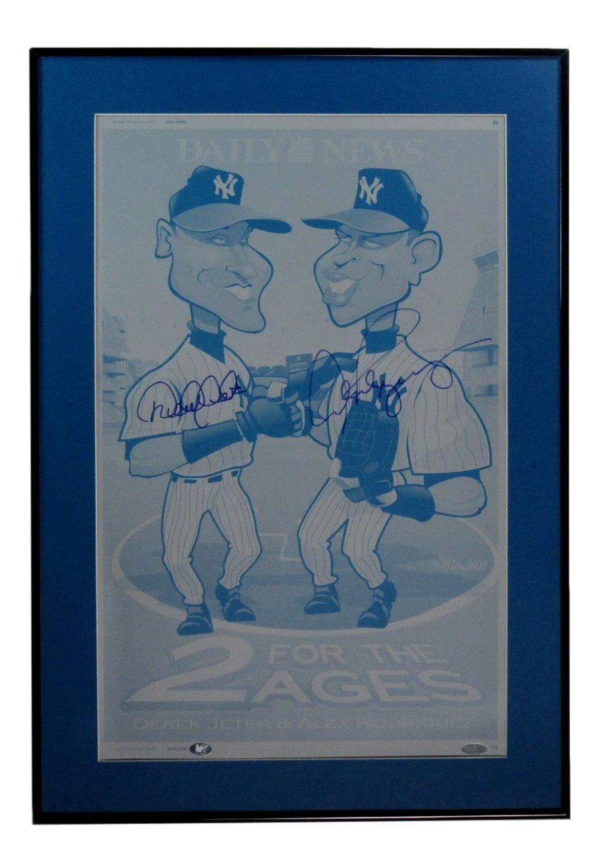 2004 NY Daily News Printing Plate Signed Jeter Rodriguez Yankees Framed 191309