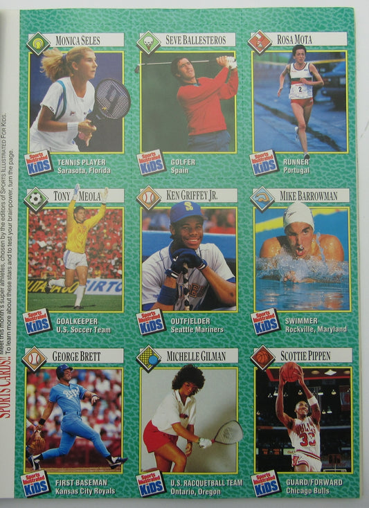 June 1990 Sports Illustrated for Kids Ken Griffey Jr. Uncut Card Sheet 159390