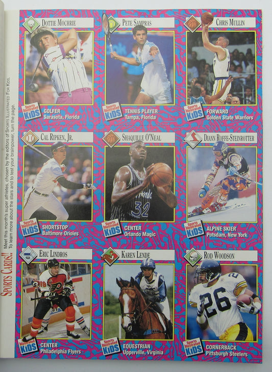 March 1993 Sports Illustrated for Kids Shaquille O'Neal Uncut Card Sheet 159391