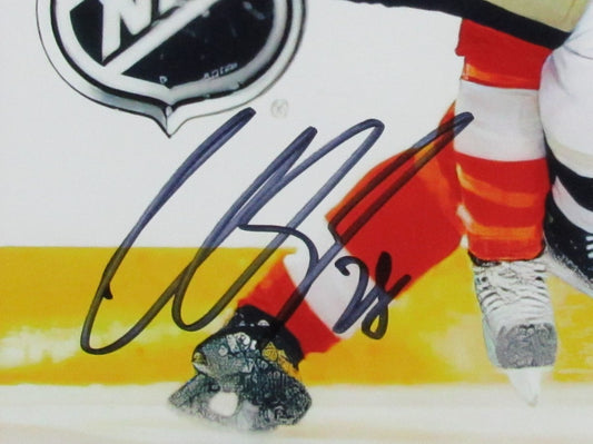 Claude Giroux Autographed 11x14 Photo Sidney Crosby Hit  Flyers Framed PSA/DNA